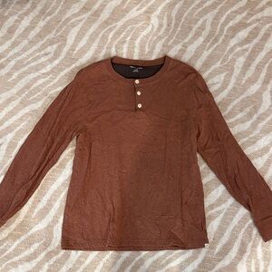 Madewell Men's Long Sleeve Brown Henley
